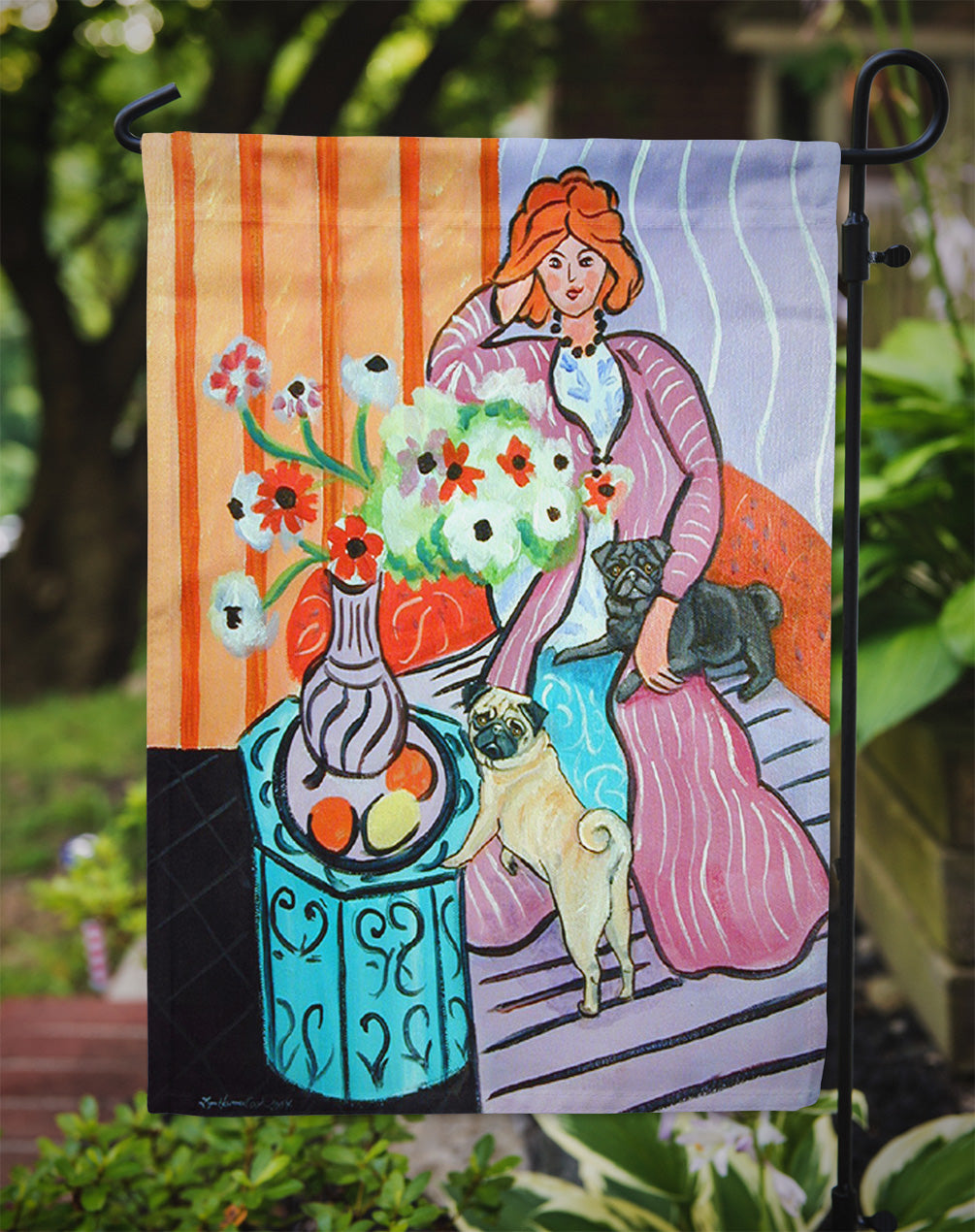 Lady with her Pug Garden Flag – Decorative Outdoor Yard Flag 7266GF