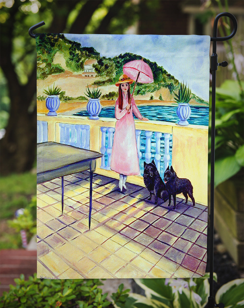 Lady with her Schipperke Garden Flag – Decorative Outdoor Yard Flag 7267GF