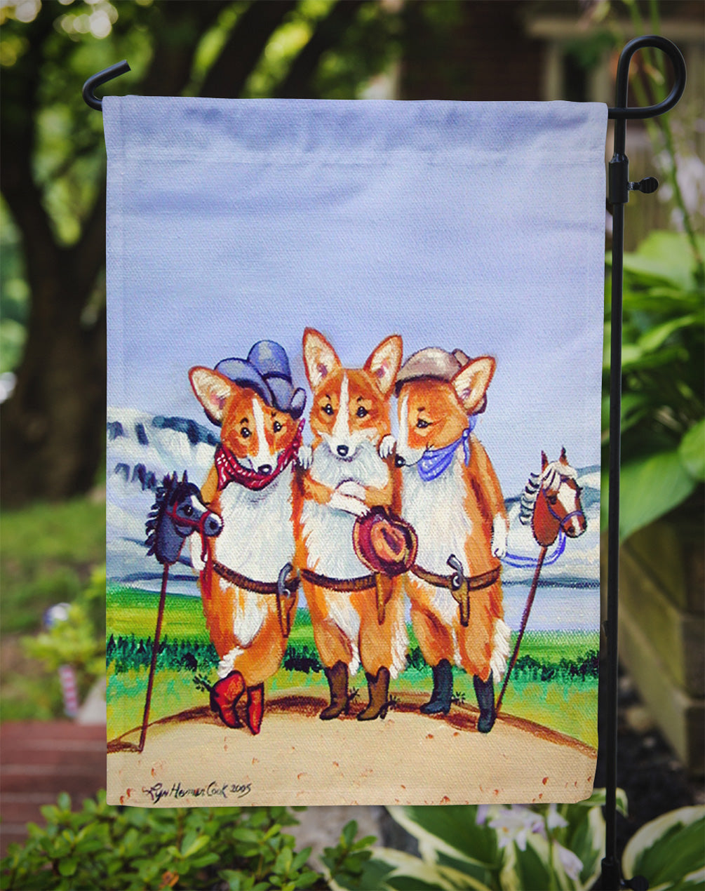 Cowboy Corgi Garden Flag – Decorative Outdoor Yard Flag