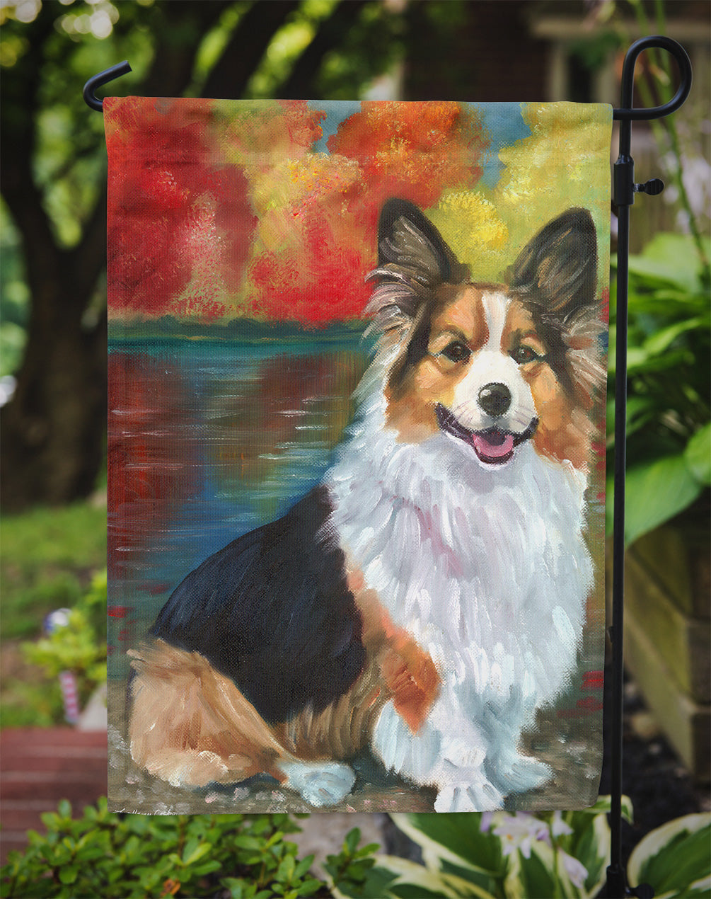 Corgi by the lake Garden Flag – Decorative Outdoor Yard Flag 7294GF