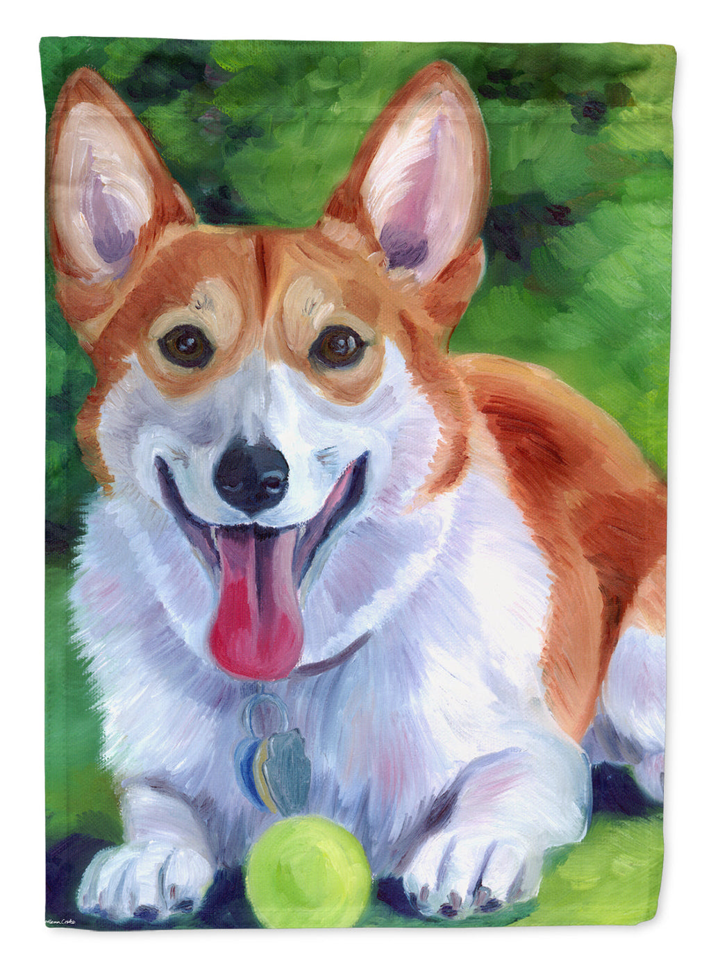 Corgi with green ball Garden Flag – Decorative Outdoor Yard Flag 7296GF