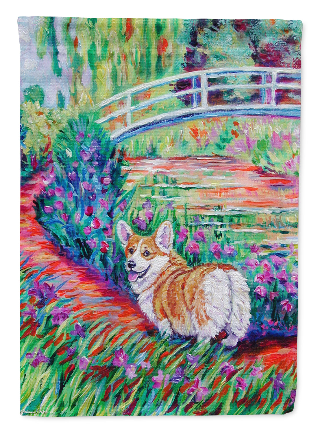 Corgi Footbridge Garden Flag – Decorative Outdoor Yard Flag 7298GF