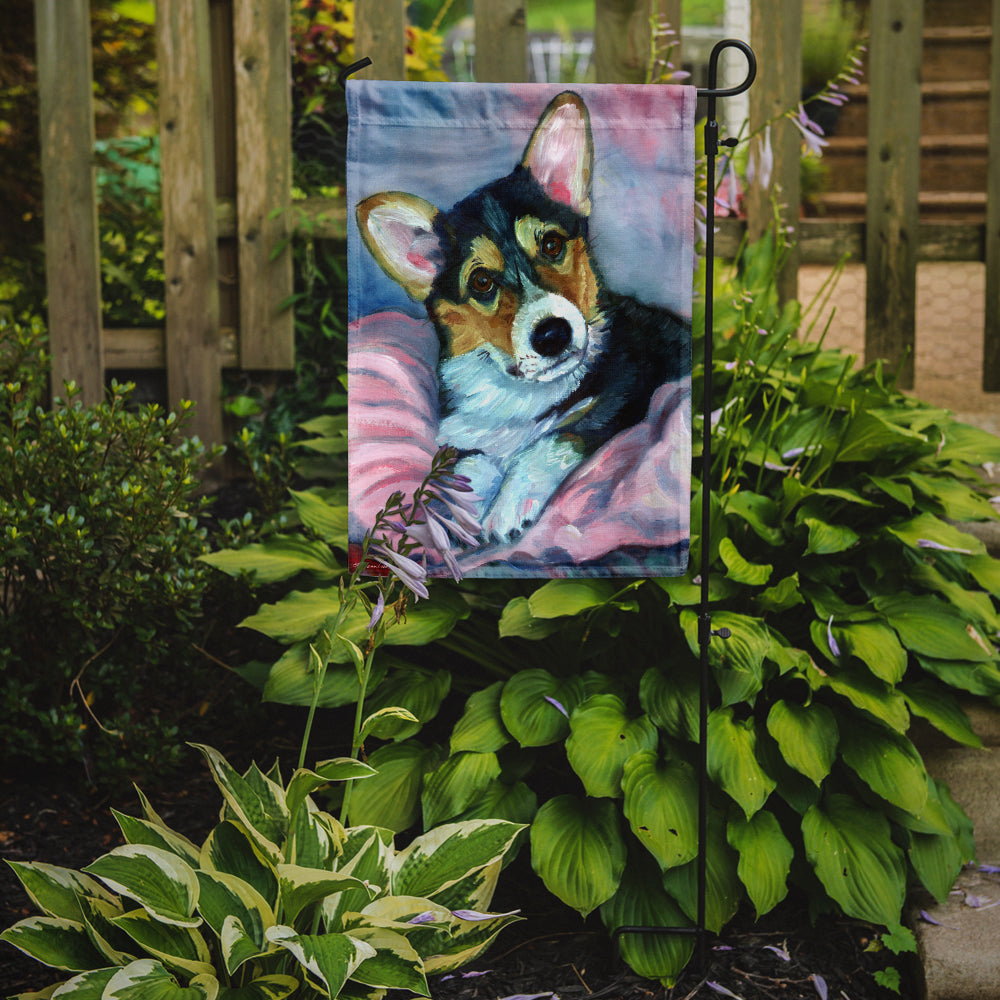 Corgi Puppy with pink blanket Garden Flag – Decorative Outdoor Yard Flag 7301GF