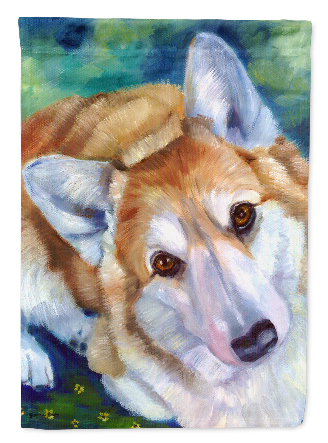 Corgi Mini Daises Garden Flag – Decorative Outdoor Yard Flag 7302GF
