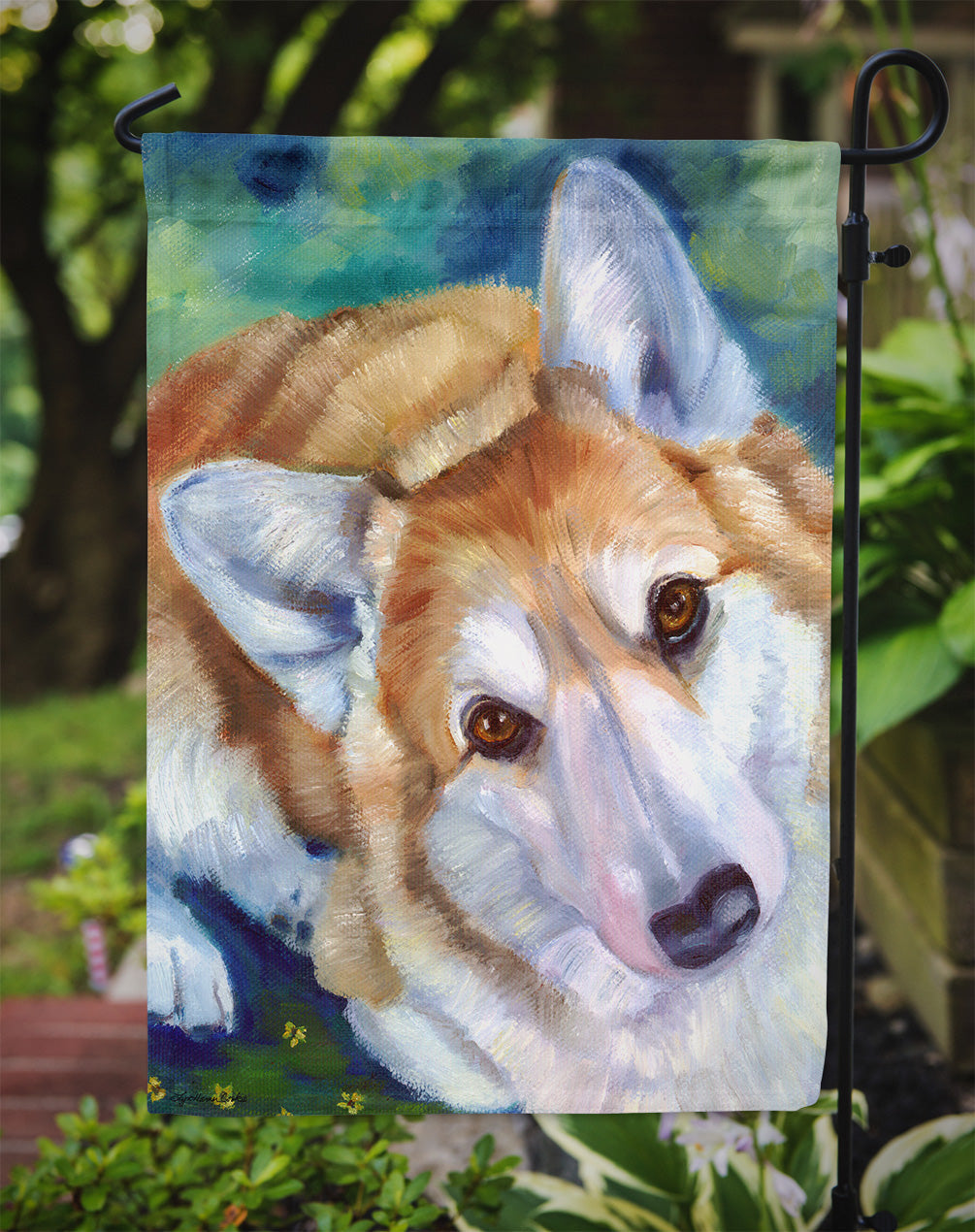 Corgi Mini Daises Garden Flag – Decorative Outdoor Yard Flag 7302GF