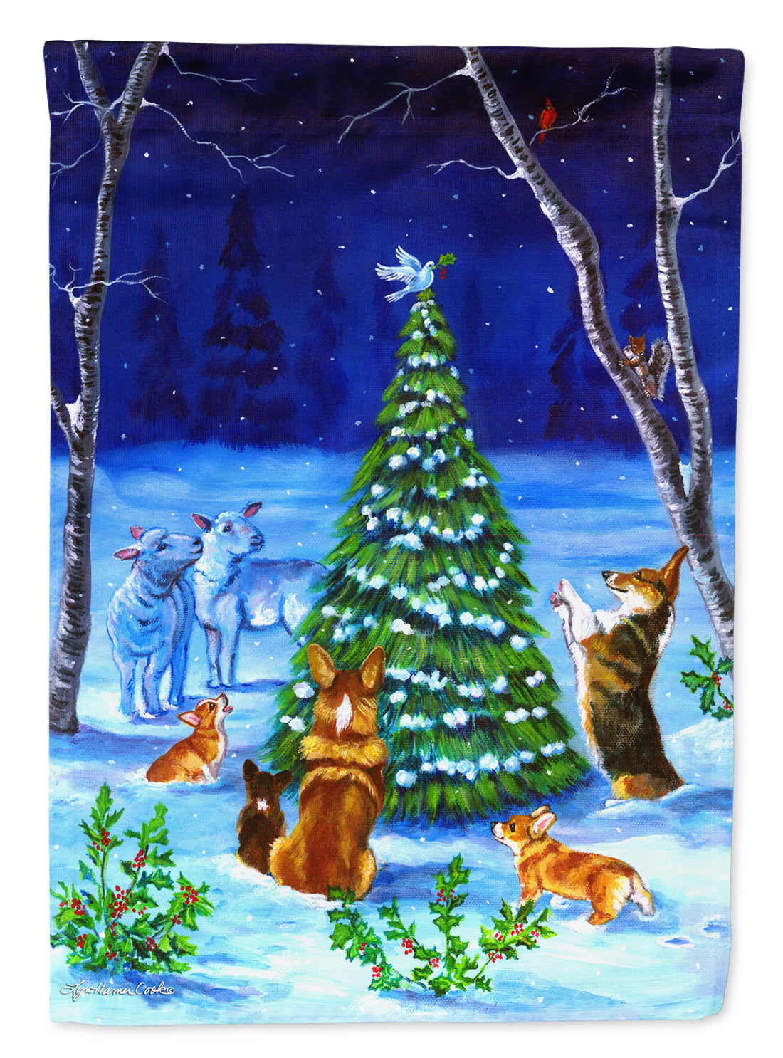 Corgi Christmas Peace Garden Flag – Decorative Outdoor Yard Flag 7304GF