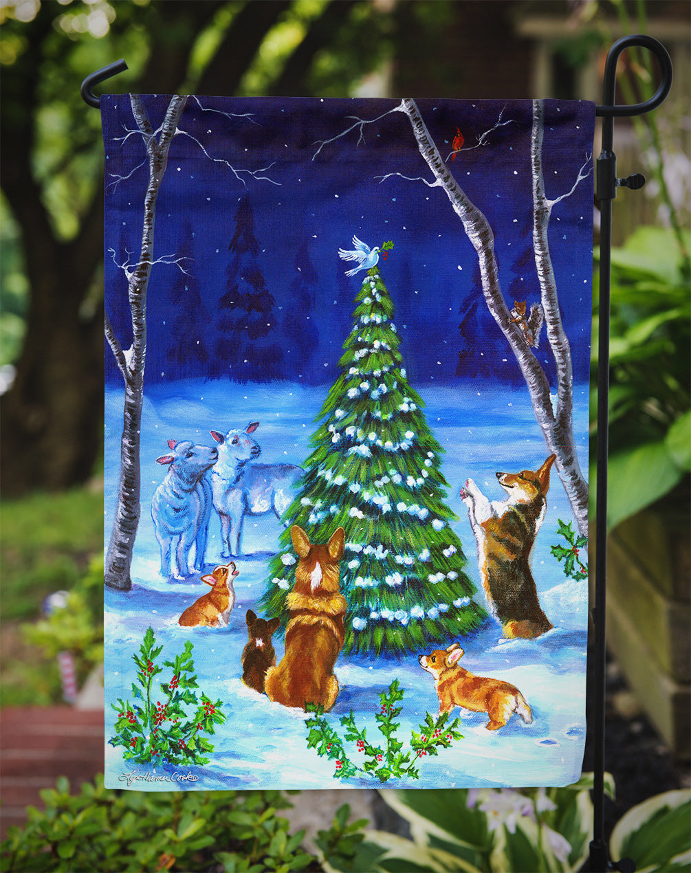 Corgi Christmas Peace Garden Flag – Decorative Outdoor Yard Flag 7304GF