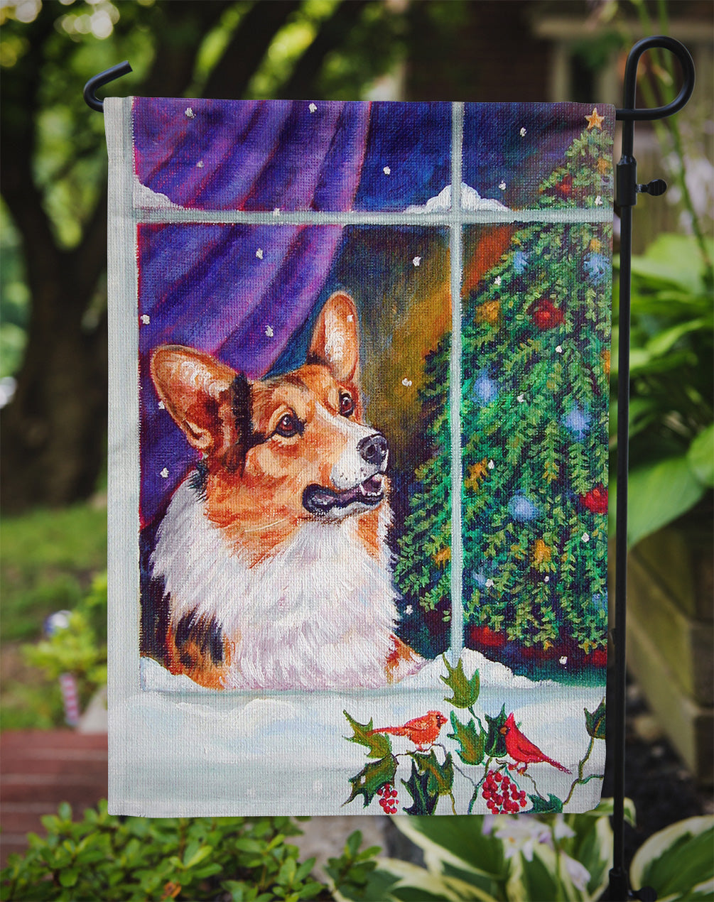 Corgi Christmas Window Garden Flag – Decorative Outdoor Yard Flag 7305GF