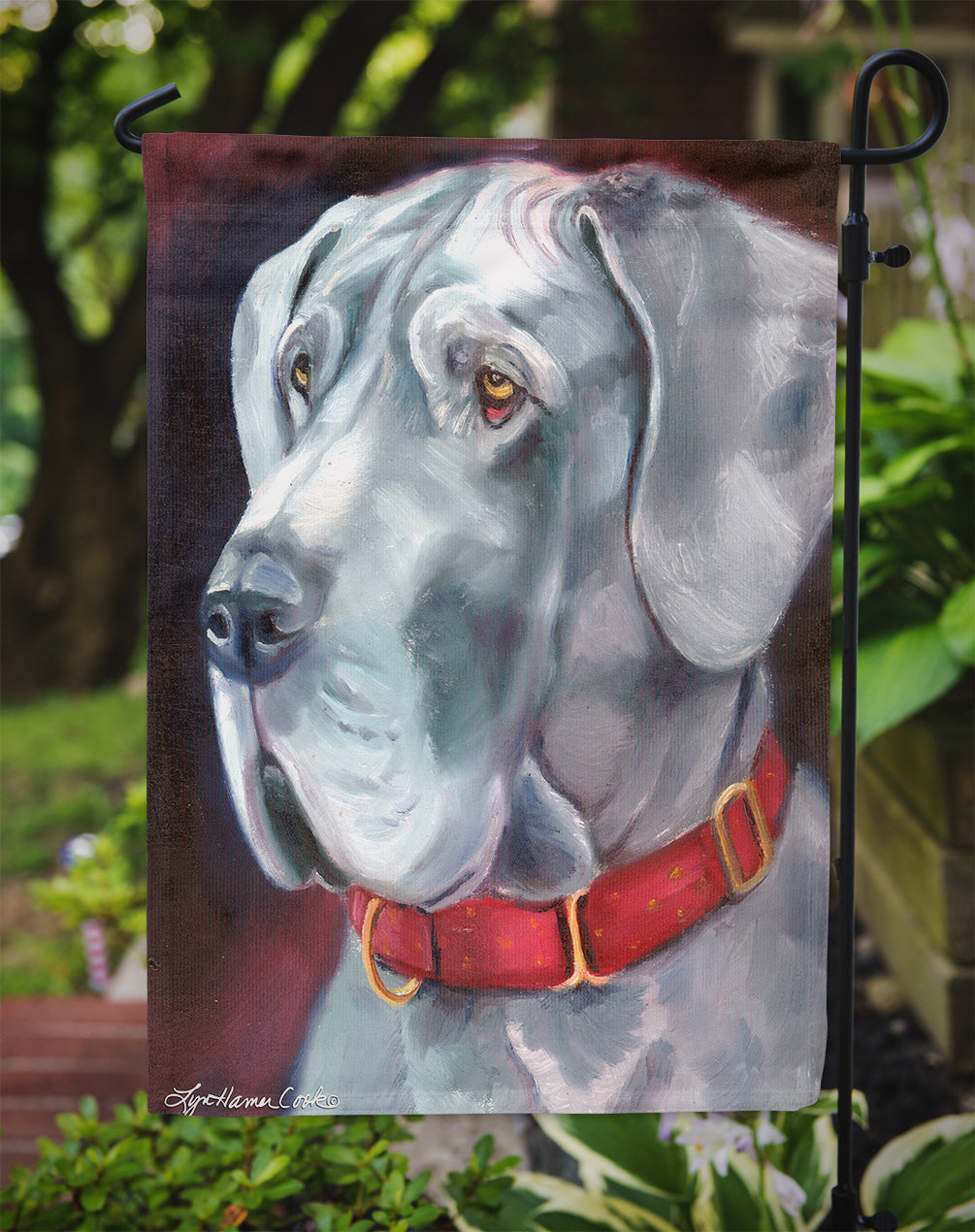 Great Dane Natural Ears Red Collar Garden Flag – Decorative Outdoor Yard Flag 7309GF