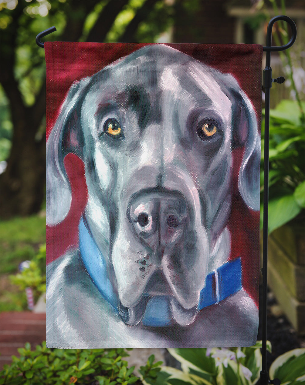 Great Dane Natural Ears Blue Collar Garden Flag – Decorative Outdoor Yard Flag 7310GF