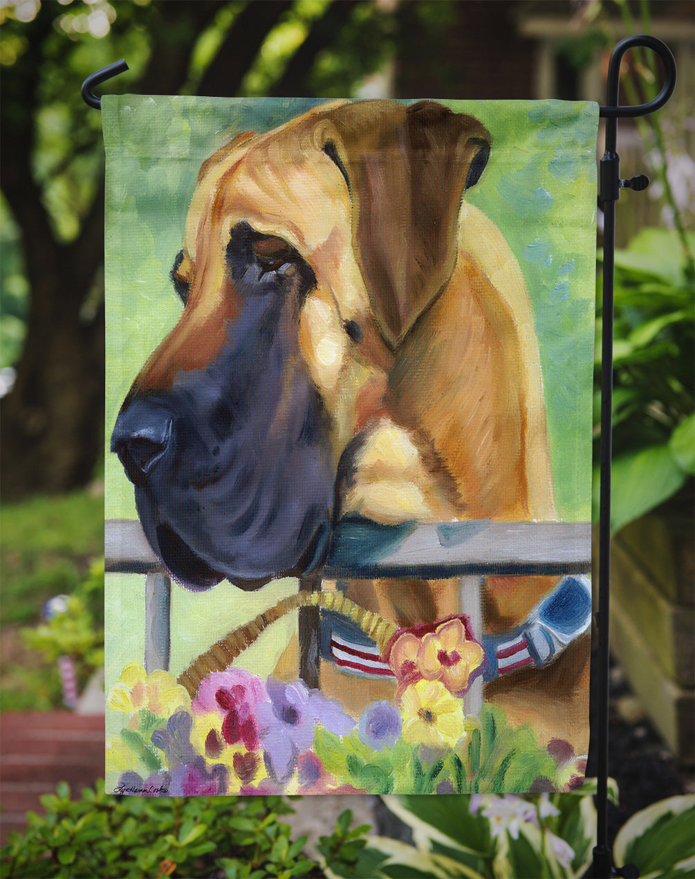 Great Dane Natural Ears Fawn in Flowers Garden Flag – Decorative Outdoor Yard Flag 7311GF