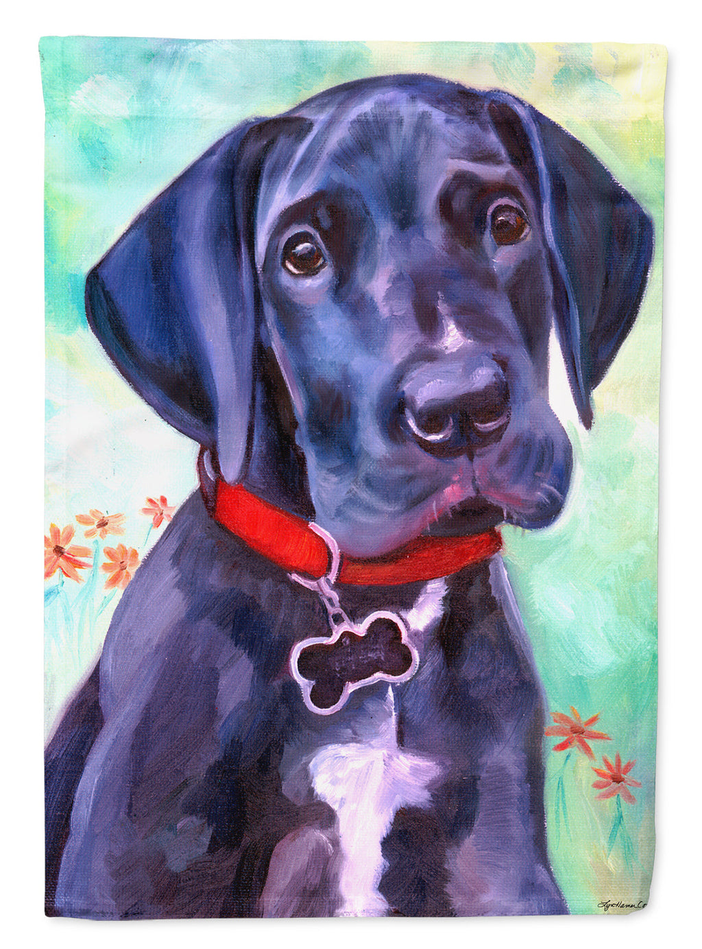 Great Dane Natural Ears Black Pup Garden Flag – Decorative Outdoor Yard Flag 7312GF