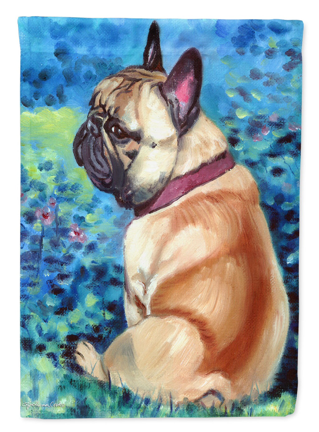 Fawn French Bulldog in Flowers Garden Flag – Decorative Outdoor Yard Flag 7313GF
