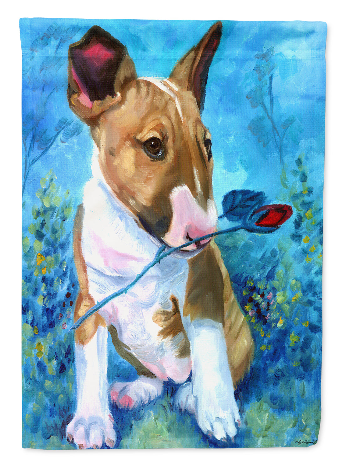 Bull Terrier Rose for Mom Garden Flag – Decorative Outdoor Yard Flag 7339GF