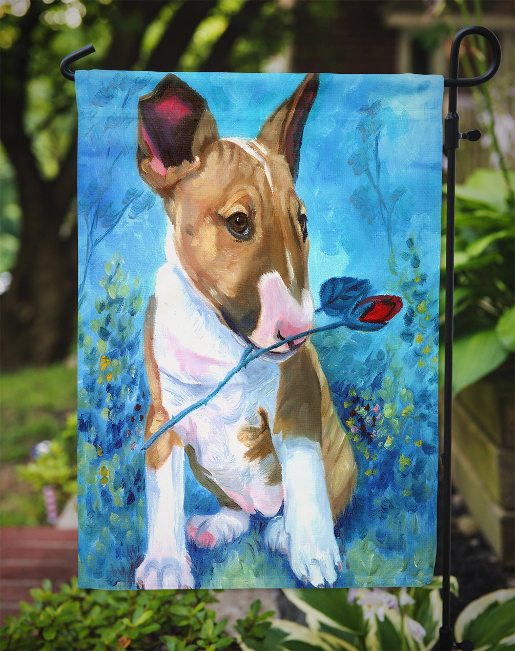 Bull Terrier Rose for Mom Garden Flag – Decorative Outdoor Yard Flag 7339GF