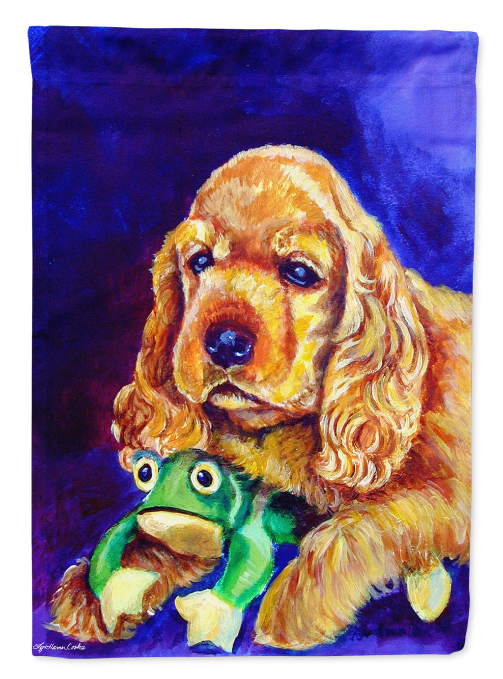 Cocker Spaniel with Frog Garden Flag – Decorative Outdoor Yard Flag 7342GF