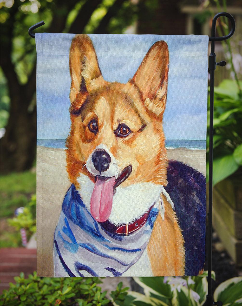 Corgi Beach Bandana Garden Flag – Decorative Outdoor Yard Flag 7363GF