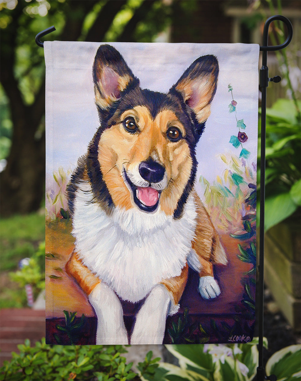 Pembroke Corgi Waiting Garden Flag – Decorative Outdoor Yard Flag 7365GF