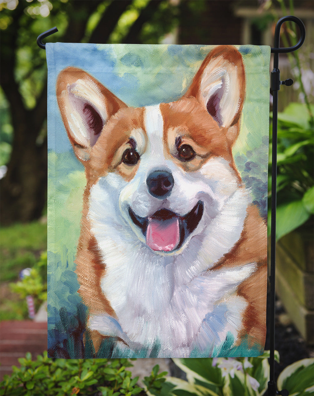 Pembroke Corgi Happy Face Garden Flag – Decorative Outdoor Yard Flag 7366GF