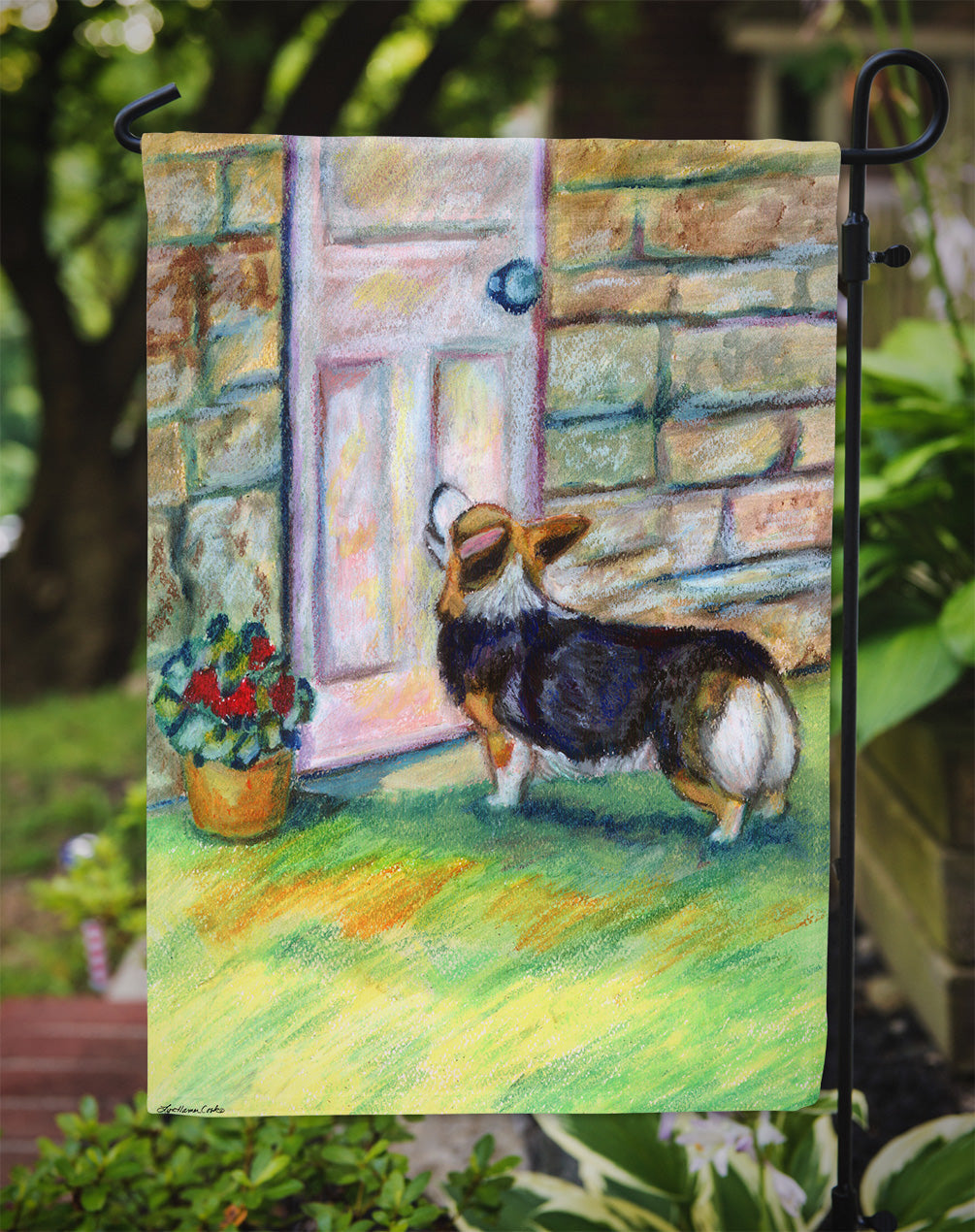 Let me in Corgi Garden Flag – Decorative Outdoor Yard Flag 7370GF