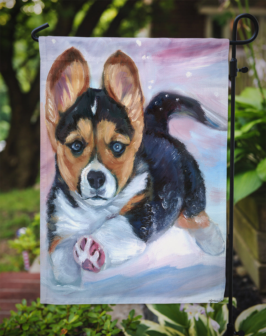 Puppy Chase Corgi Garden Flag – Decorative Outdoor Yard Flag 7371GF