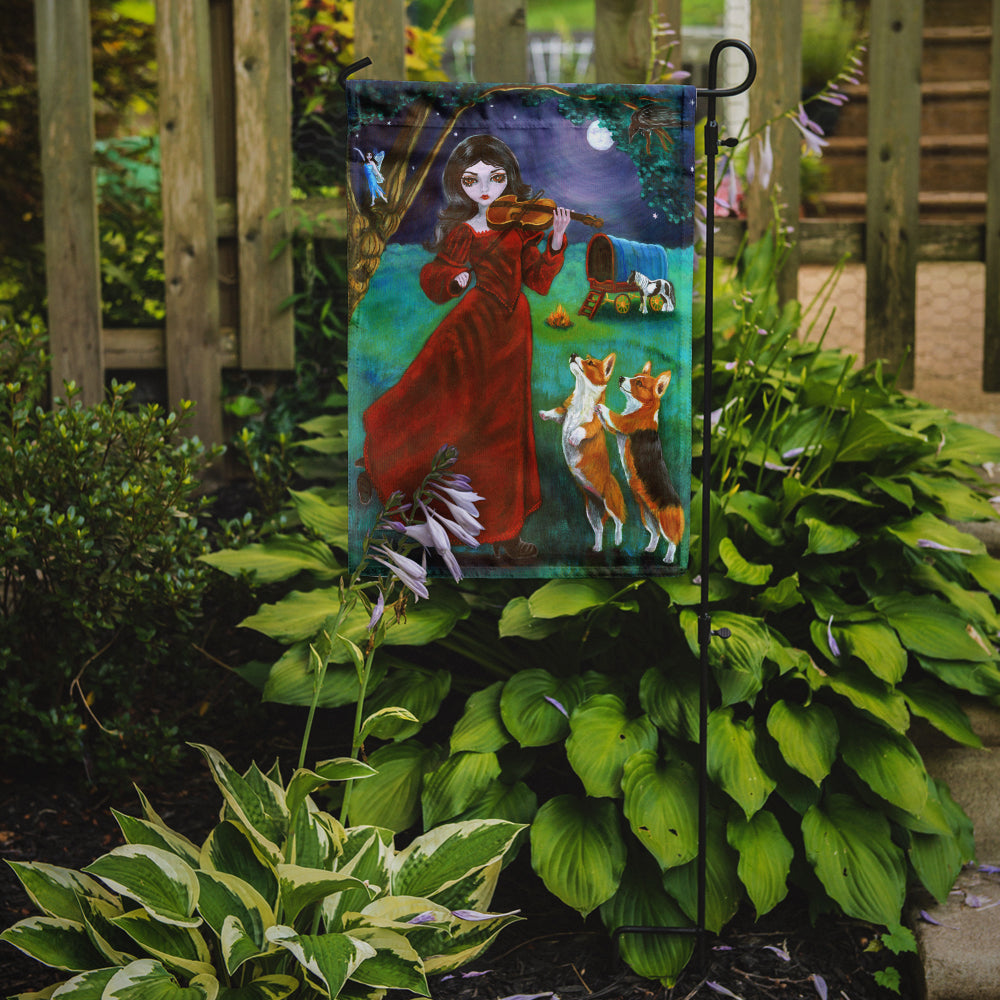 Fairy Moon Dance with Corgi Garden Flag – Decorative Outdoor Yard Flag 7376GF