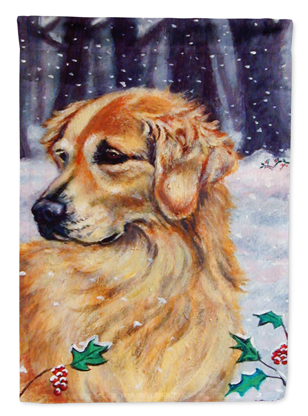 Golden Retriver Holly Garden Flag – Decorative Outdoor Yard Flag 7381GF