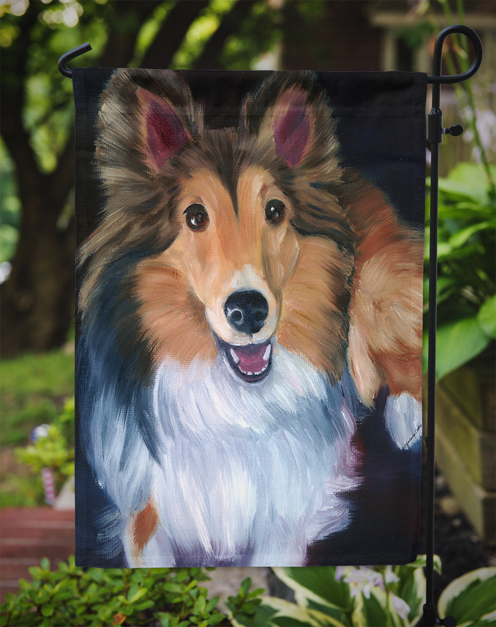 Sheltie Stand Off Garden Flag – Decorative Outdoor Yard Flag 7394GF