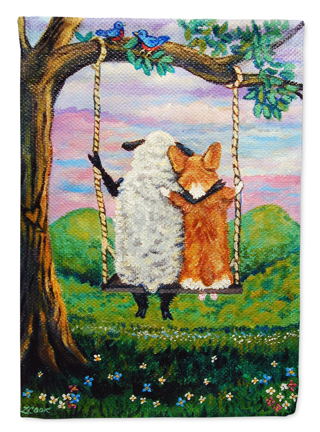 Corgi With Sheep Love Grows Garden Flag – Decorative Outdoor Yard Flag 7439GF