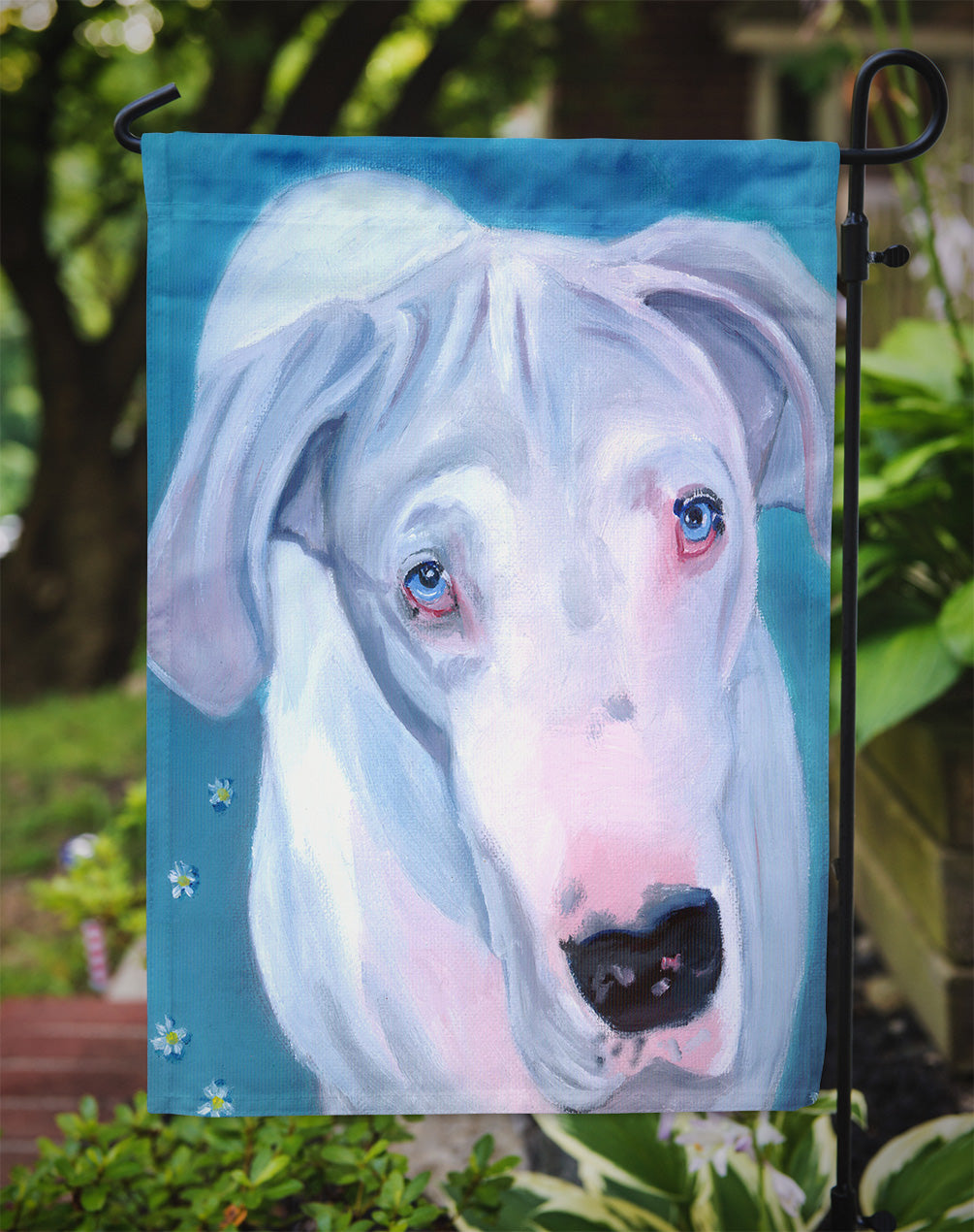 White Great Dane Garden Flag – Decorative Outdoor Yard Flag 7440GF