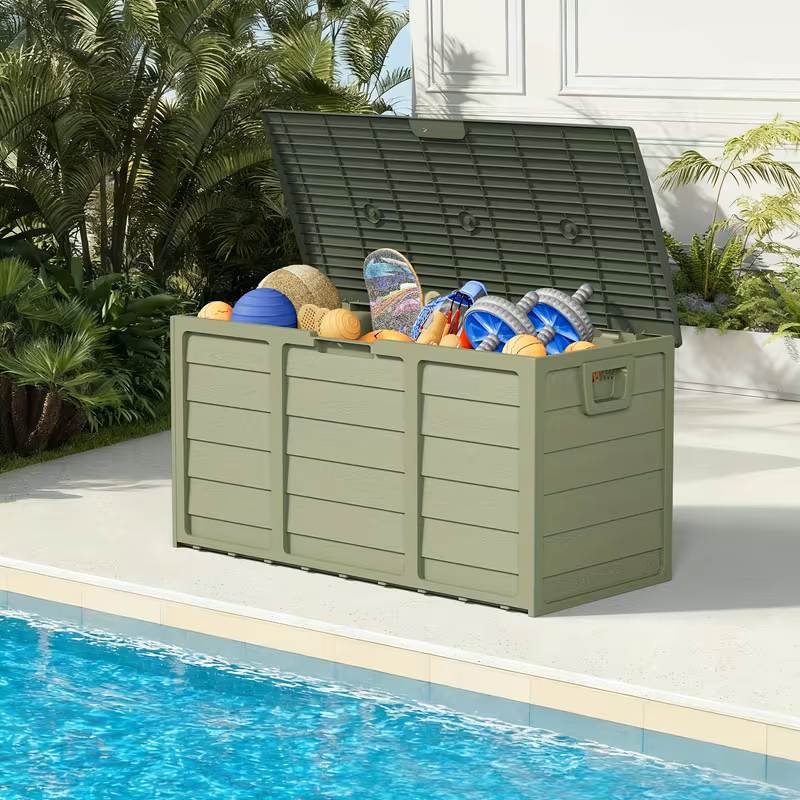 35-200 Gallon Heavy-Duty Outdoor Deck Boxes – Waterproof Patio Storage Box with Hinged Lid, Lockable & Easy Assembly