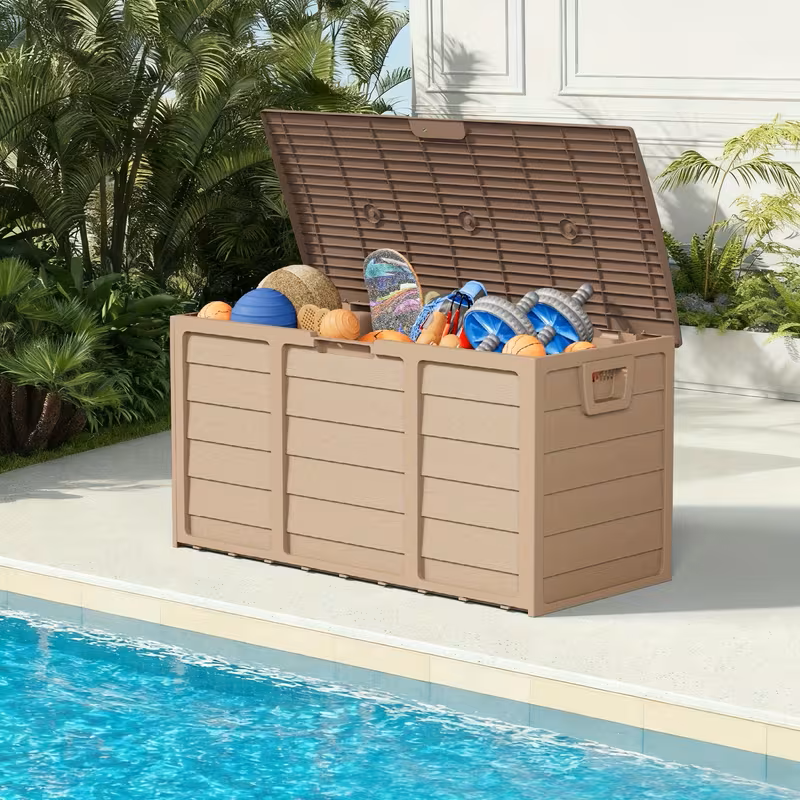 35-200 Gallon Heavy-Duty Outdoor Deck Boxes – Waterproof Patio Storage Box with Hinged Lid, Lockable & Easy Assembly