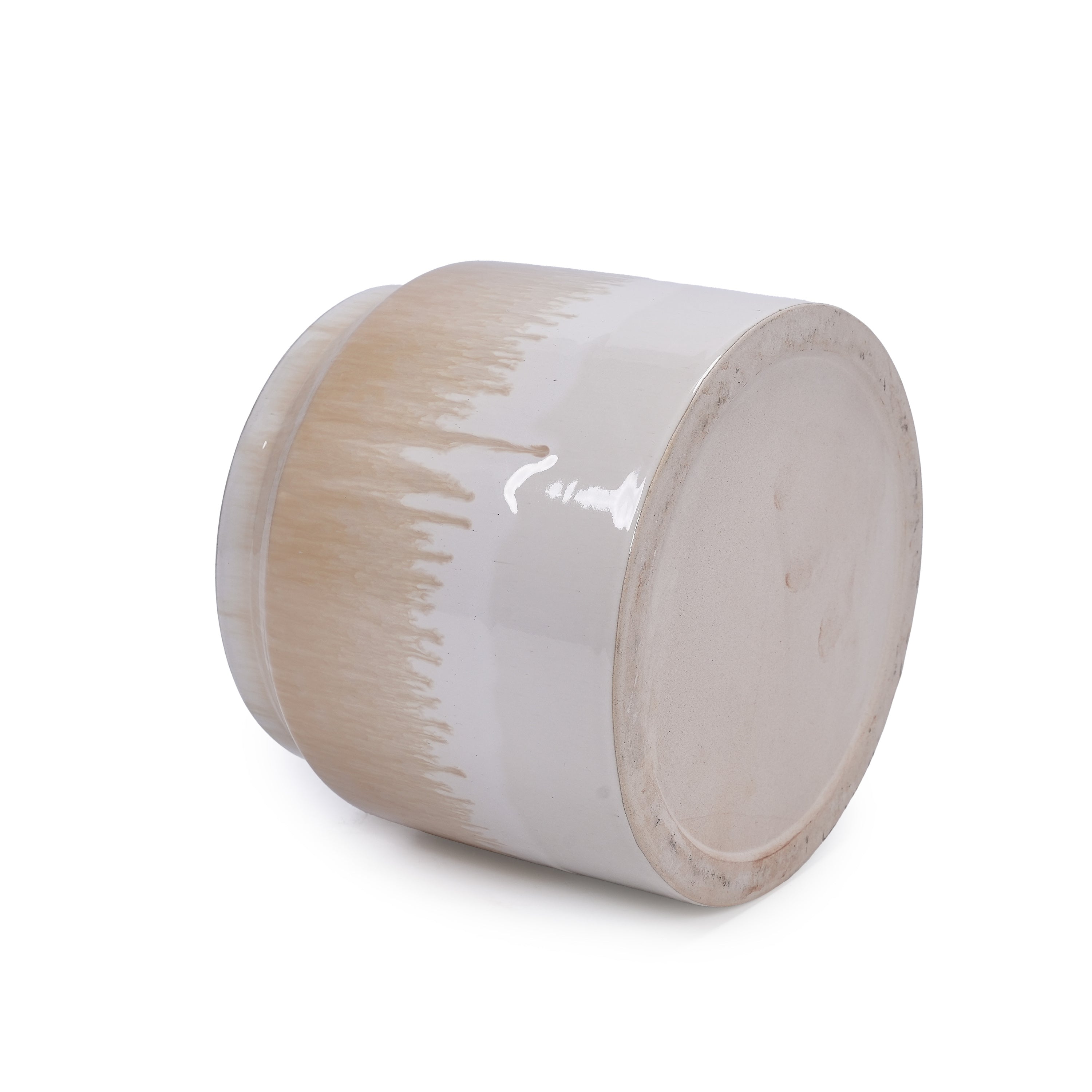 Set of 2 Gradient Ceramic Flowerpot, Modern Planter for Patio, Garden, Windowsill - White Brown