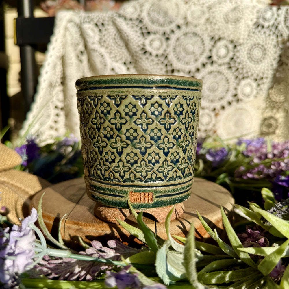 WS-0053 Rustic Handmade Clay Planter Pot - Pot rim diameter: 3"