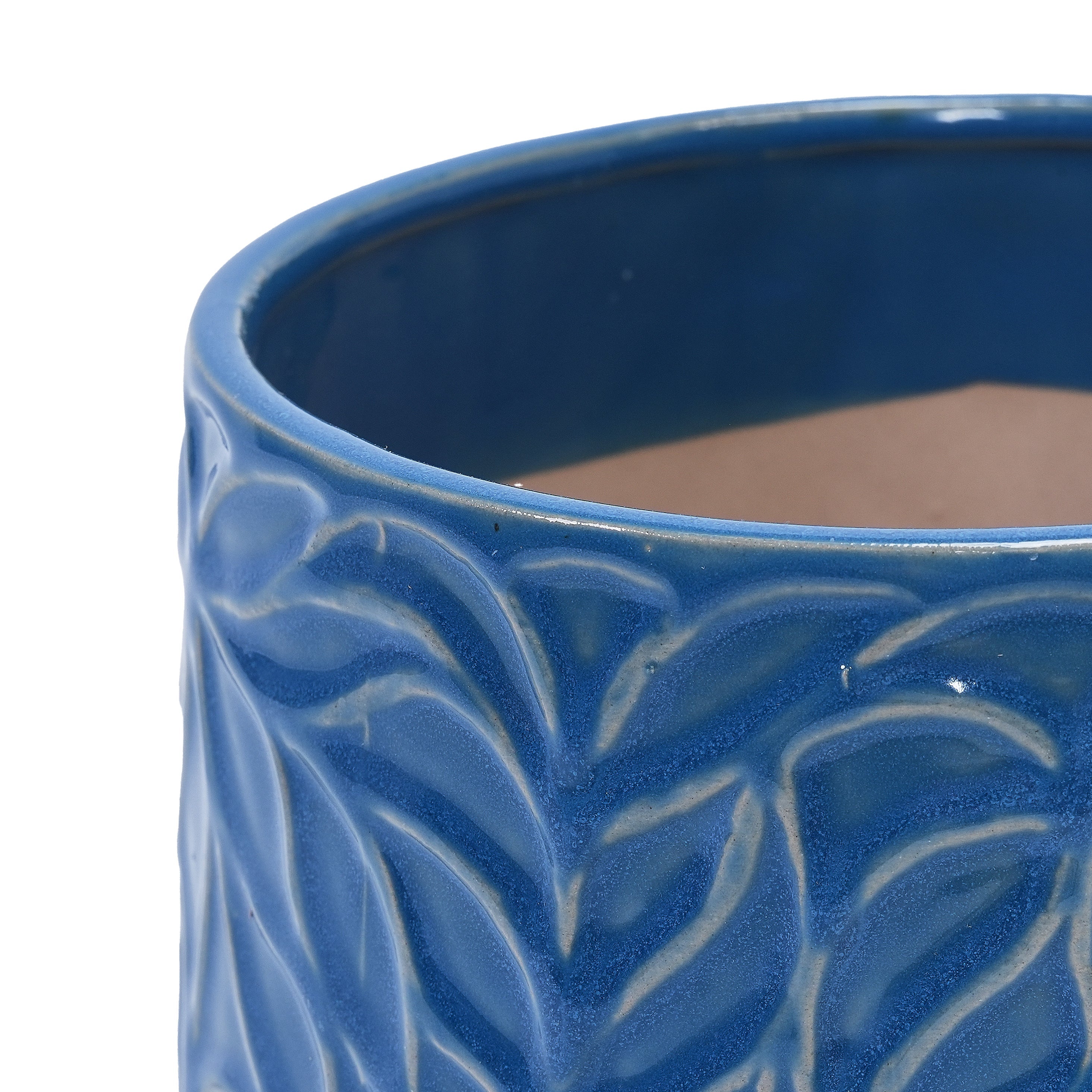 Set of 2 Ceramic Flowerpot, 7' Modern Planter for Patio, Garden, Windowsill - Navy Blue