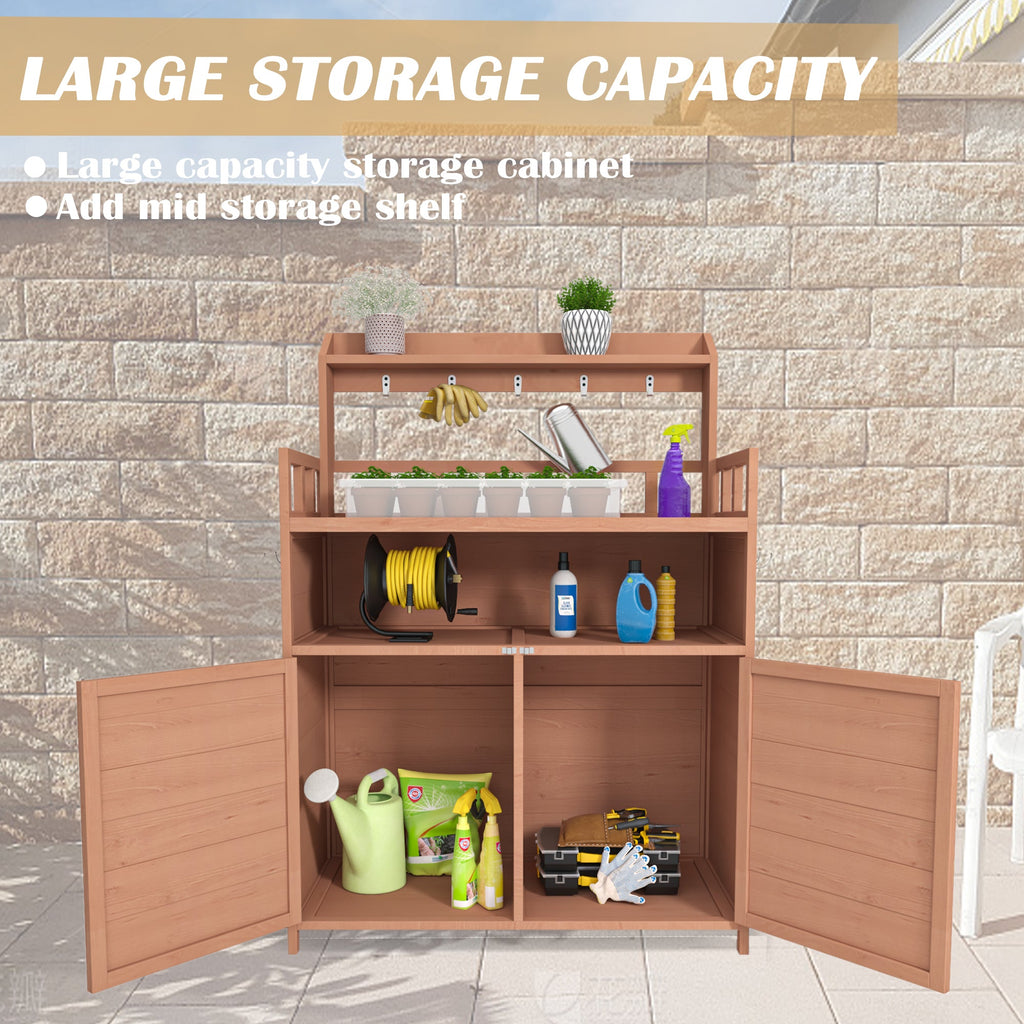 Outdoor Gardening Work Station with Storage Cabinets