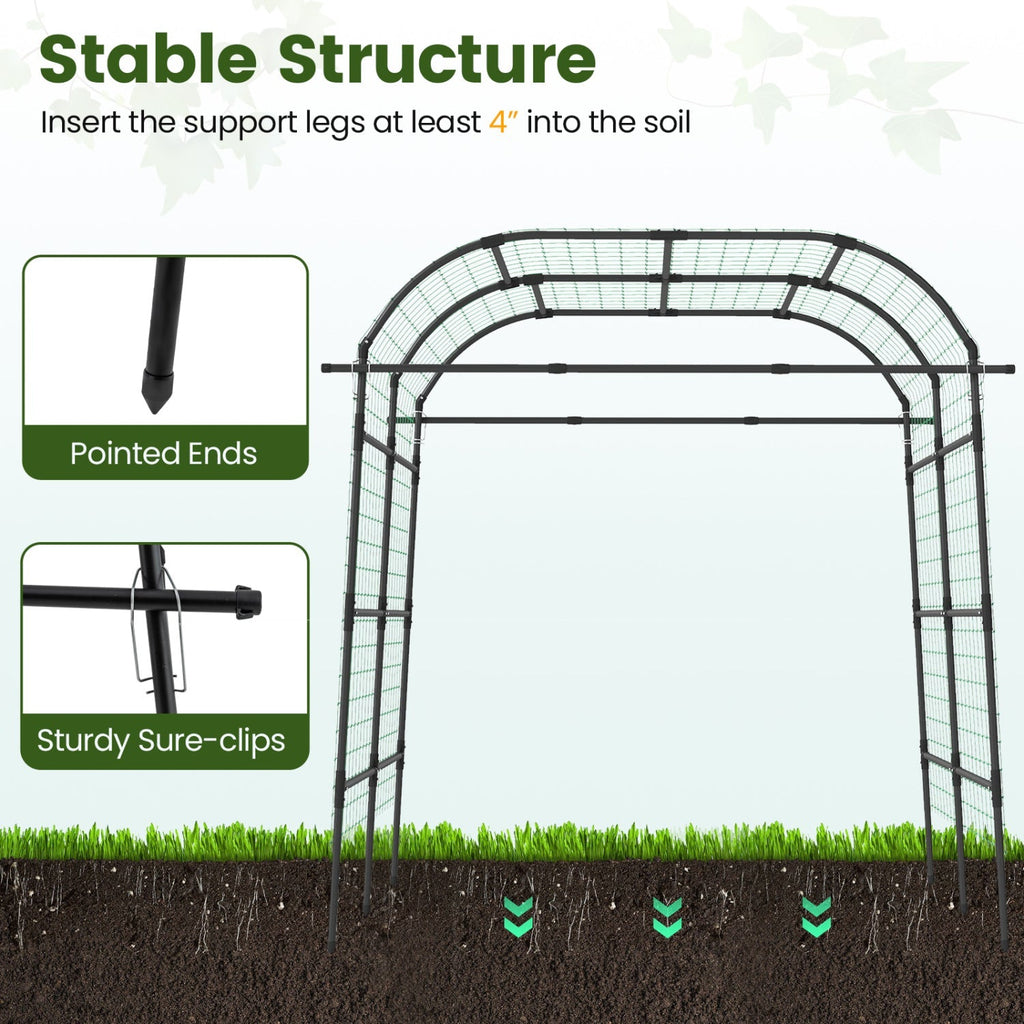 7.5 FT Tall Metal Garden Arch Trellis for Climbing Plants Outdoor