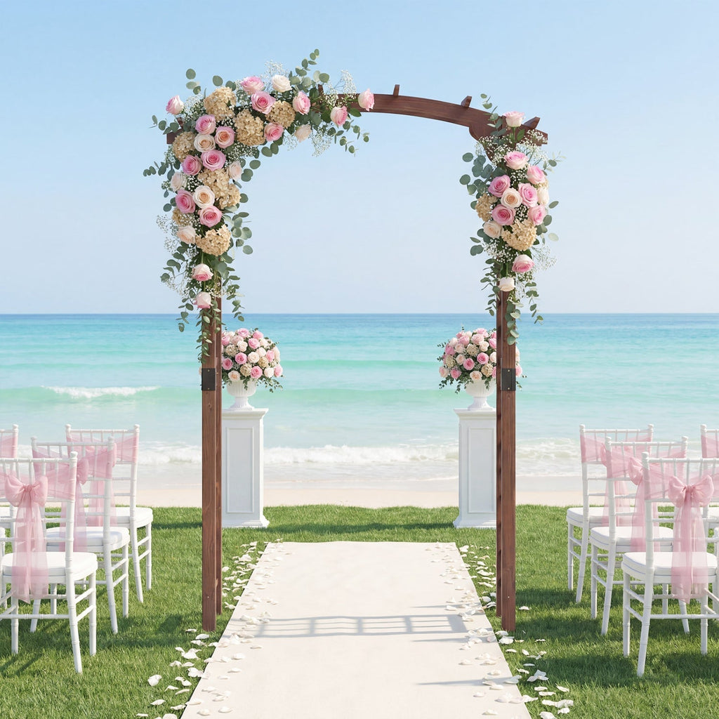 7.5 Ft Garden Arch Wooden Arbor Outdoor Wood Trellis for Climbing Plants