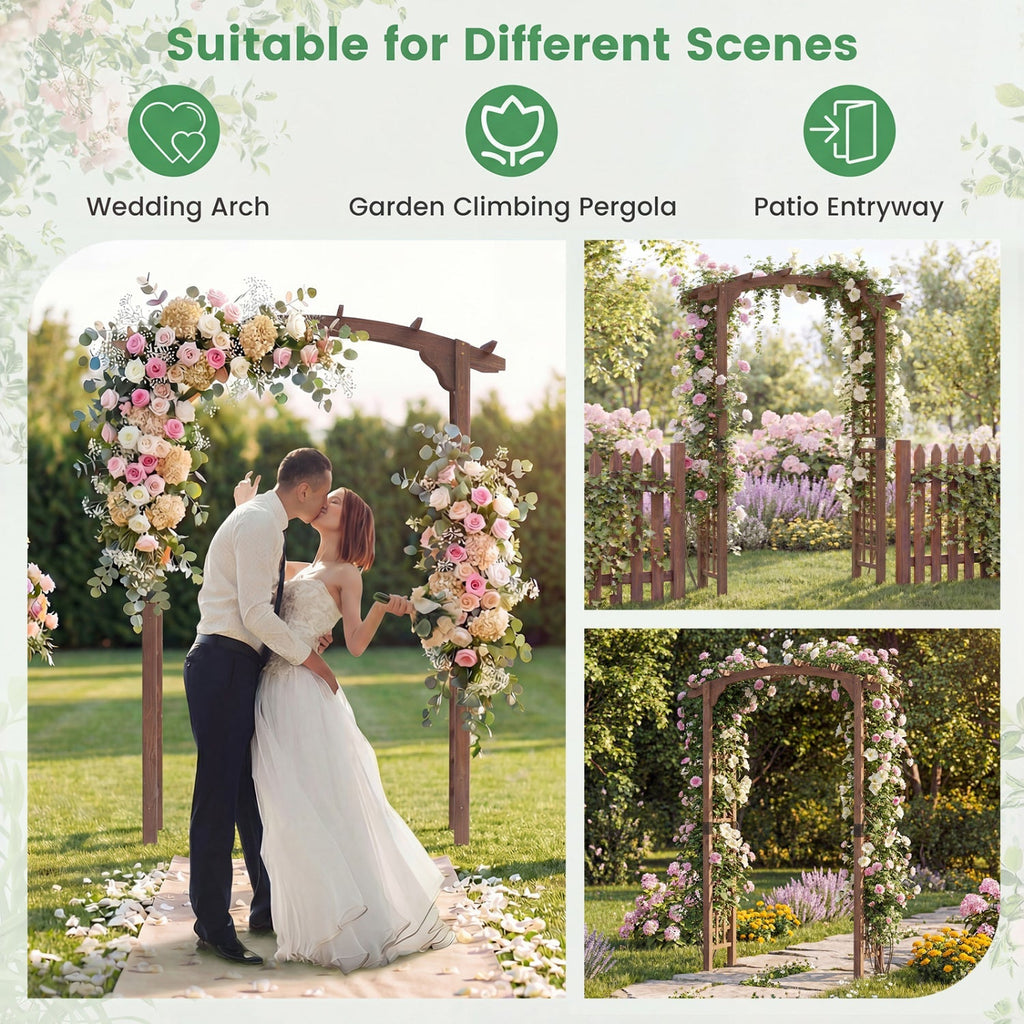 7.5 Ft Garden Arch Wooden Arbor Outdoor Wood Trellis for Climbing Plants