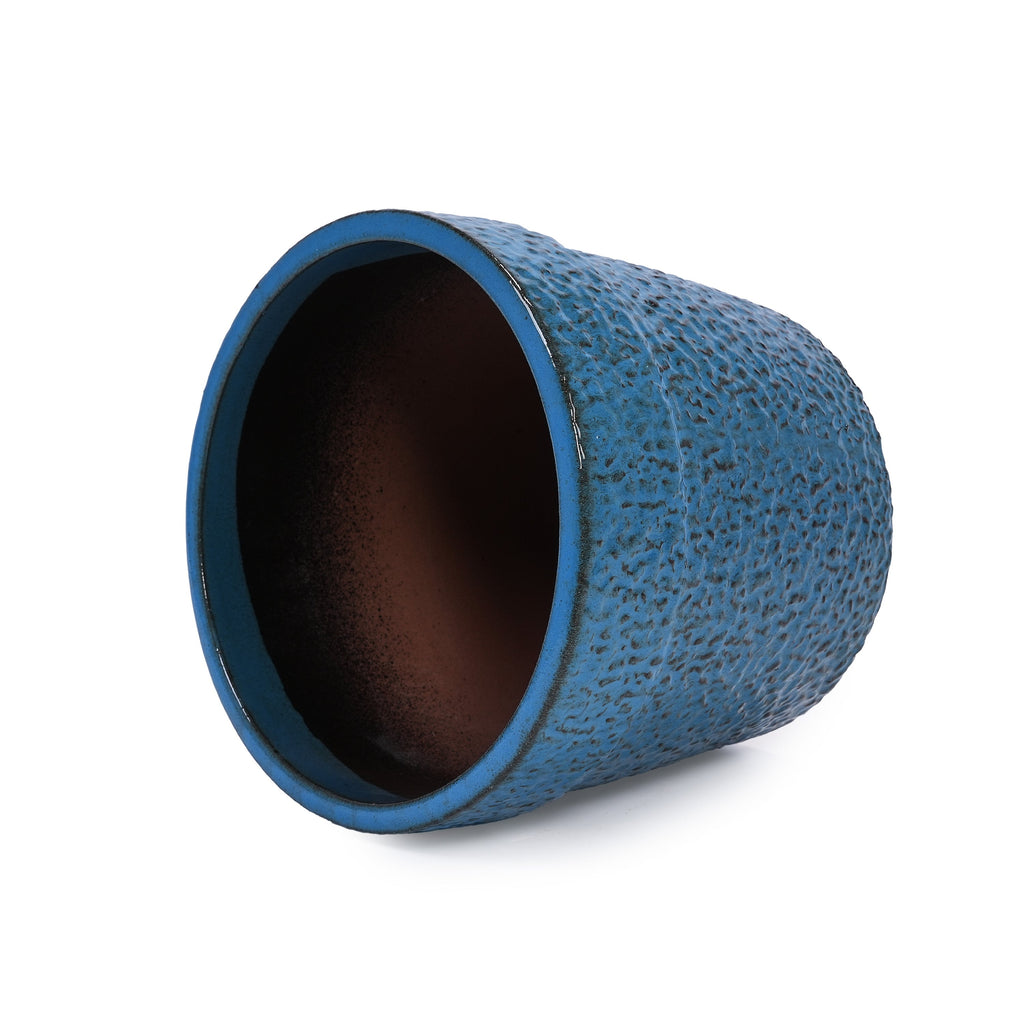 3 Pieces Ceramic Flowerpot, Modern Planter for Patio, Garden or Windowsills - Antique Blue