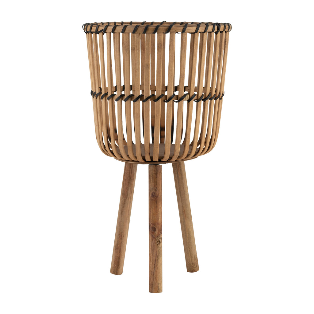 S/3 BAMBOO FOOTED PLANTERS 11/13/15', NATURAL