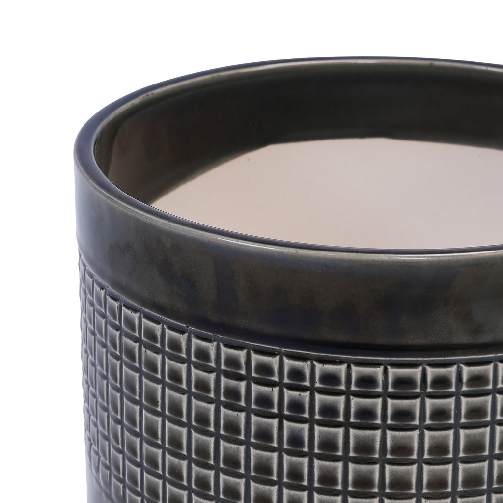 3 Pieces Ceramic Flowerpot, Modern Planter for Patio, Garden or Windowsills - Black