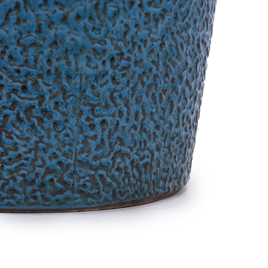 3 Pieces Ceramic Flowerpot, Modern Planter for Patio, Garden or Windowsills - Antique Blue