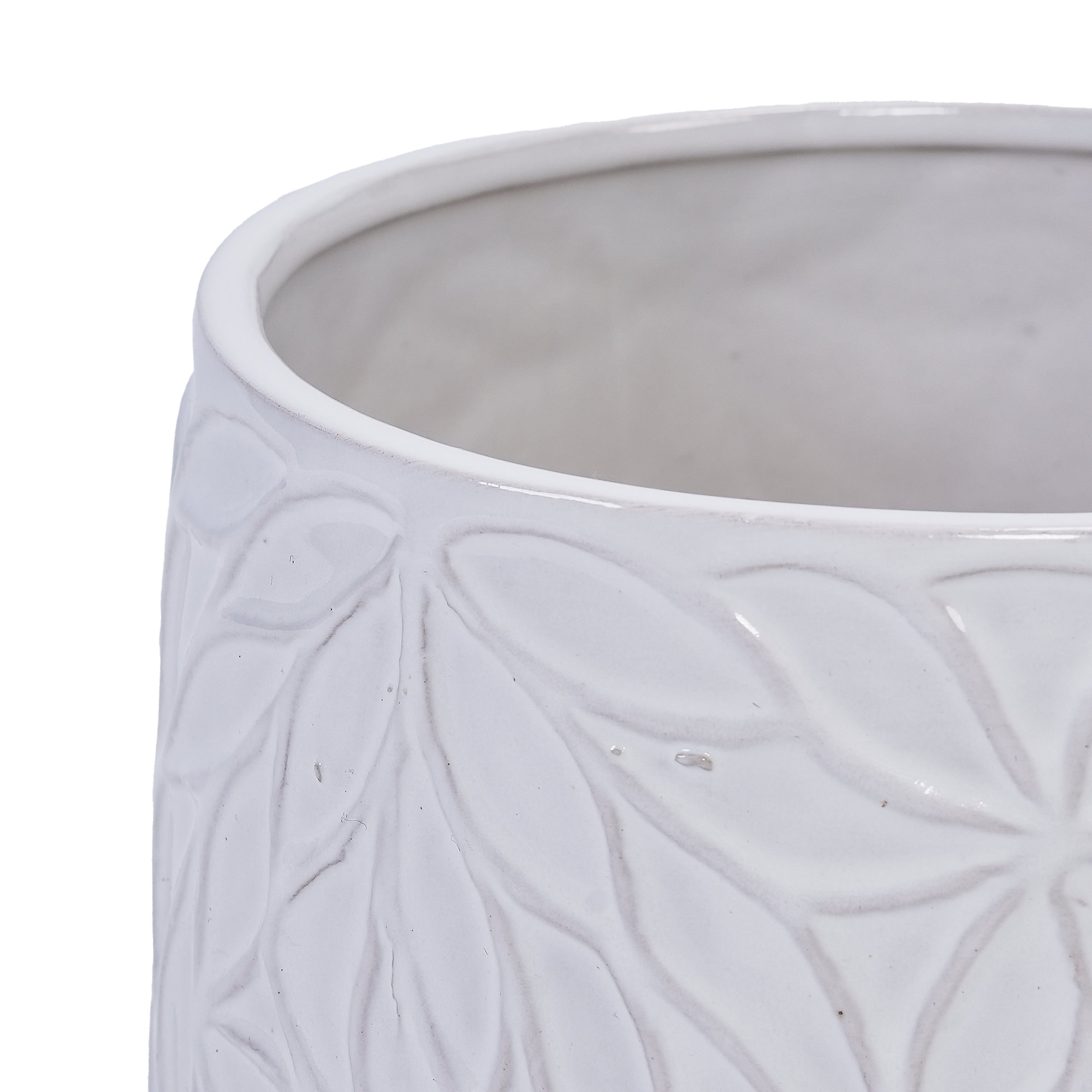 2 Pieces Ceramic Planter Pot, Modern Indoor Outdoor Flowerpot for Patio, Garden, or Windowsills - Gloss White