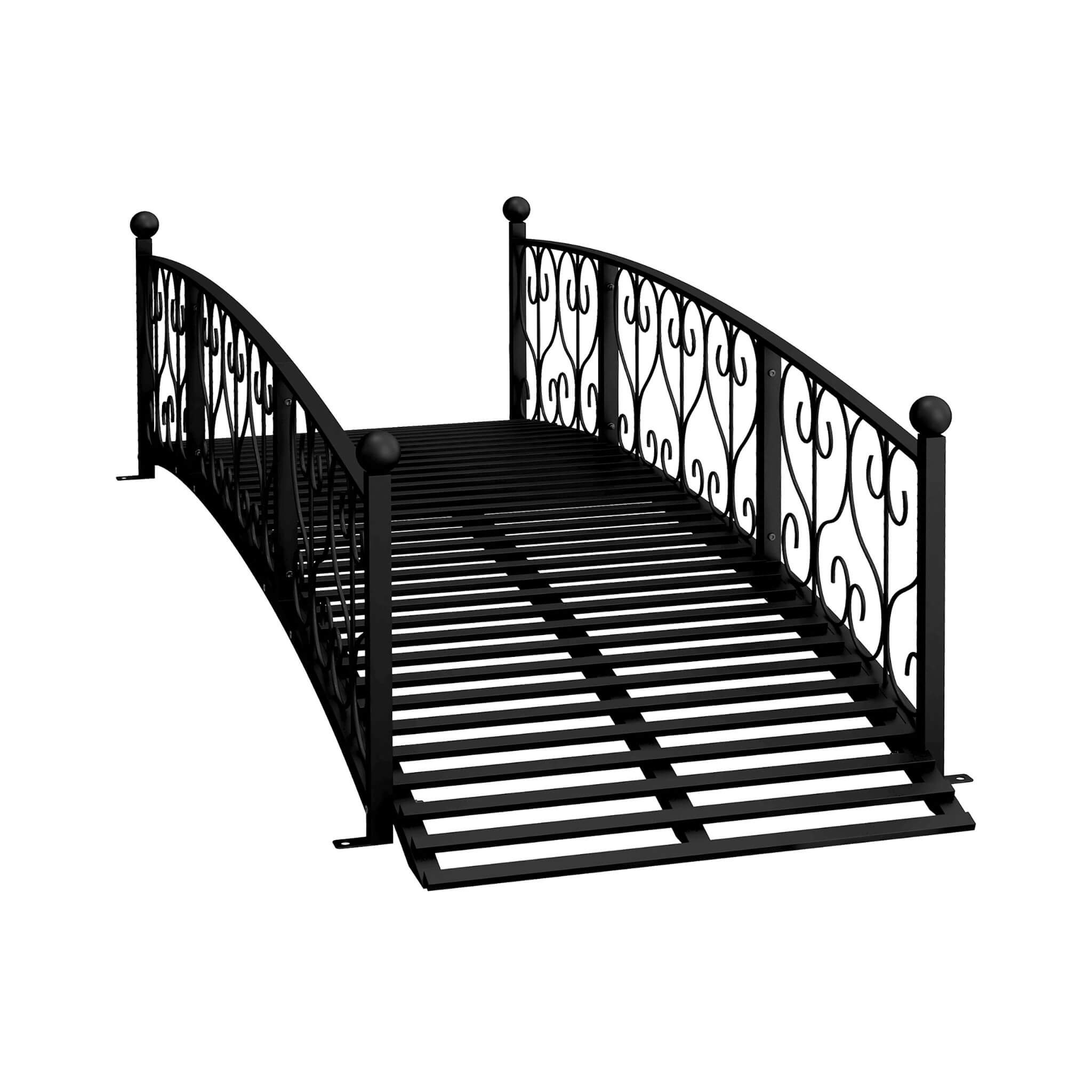 Alora 7FT Decorative Metal Footbridge Garden Bridge With Safety Siderails (SAK53829)