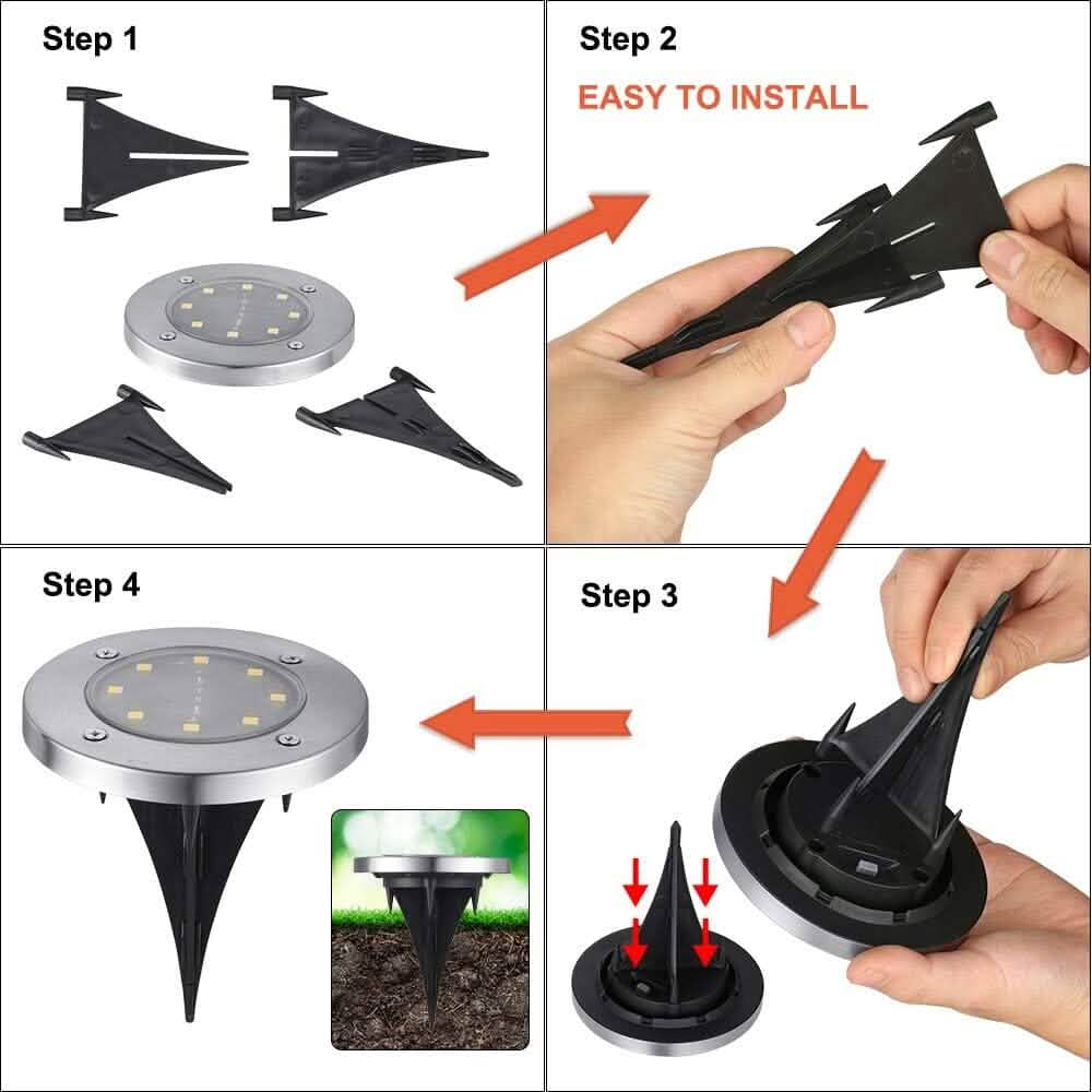 8-Pack: 8 LED Solar Disk Lights Waterproof Garden In-ground Pathway Lights