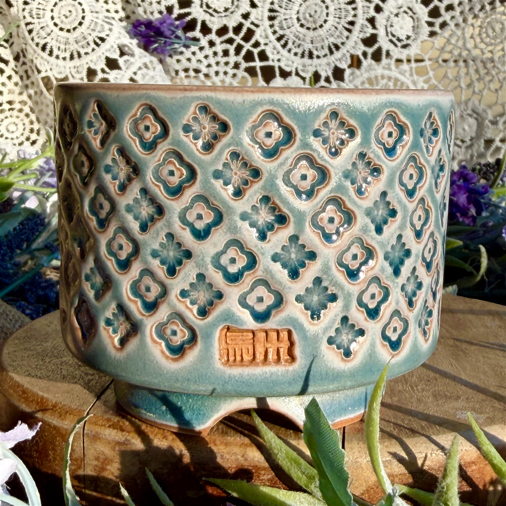 WS-0058 Unique Handmade Pottery Planter Pot - Pot rim diameter: 3"