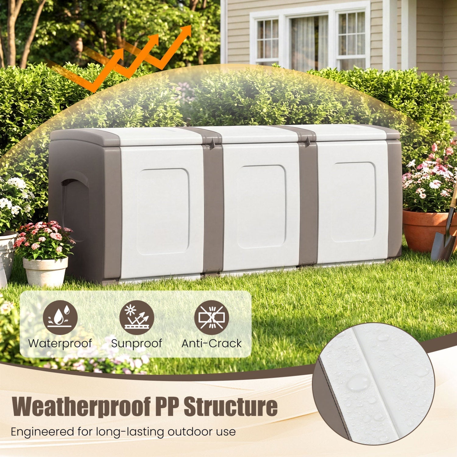 80 Gallon Patio Container with Lockable Lid for Packages and Garden