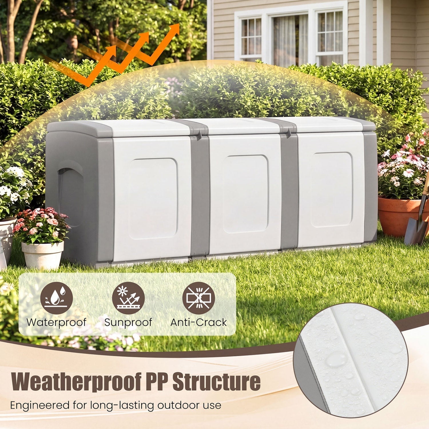 80 Gallon Patio Container with Lockable Lid for Packages and Garden