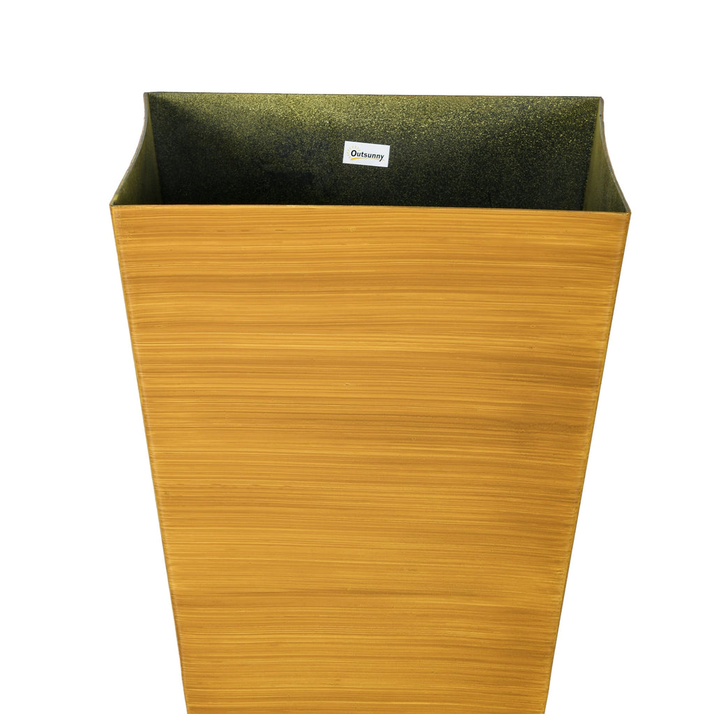 Outsunny 28' Tall Outdoor Planters Set of 3 with Drainage Holes Faux Wood Plastic Flower Pots for Garden Patio Tan